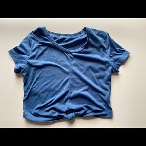 Blue crop top with faux knot